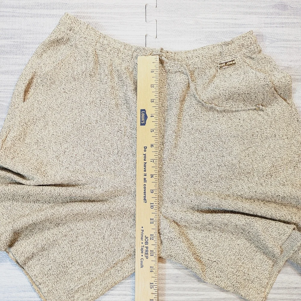 St. John Sport - Marie Gray Bermuda Knit Shorts Beige Tie Waist Pockets Luxury S